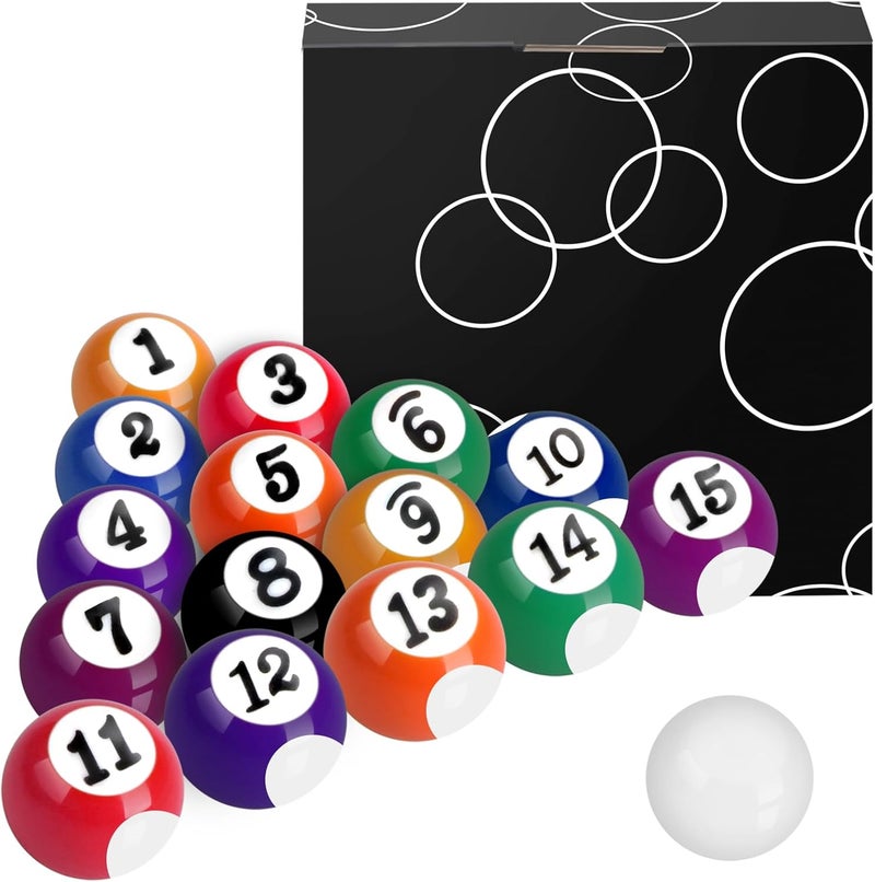 AccEncyc 2.5cm/0.98inch Mini Billiard Balls Set 16Pcs Children's Pool Balls for Kid's Table, Indoor Game Toy for Kids, Adults - Image 1